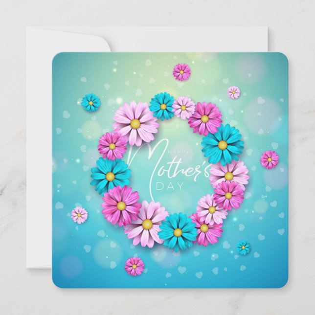 Tarjeta Festiva Día de las madres florales (Anverso)