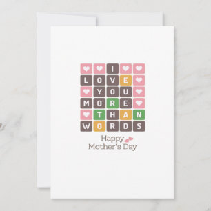 Tarjeta Festiva Día de las Madres Te Amo Más Que Palabras Corazón 