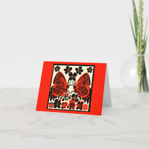 Tarjeta Festiva Día de las Mariposas Muertas Woodcut 3