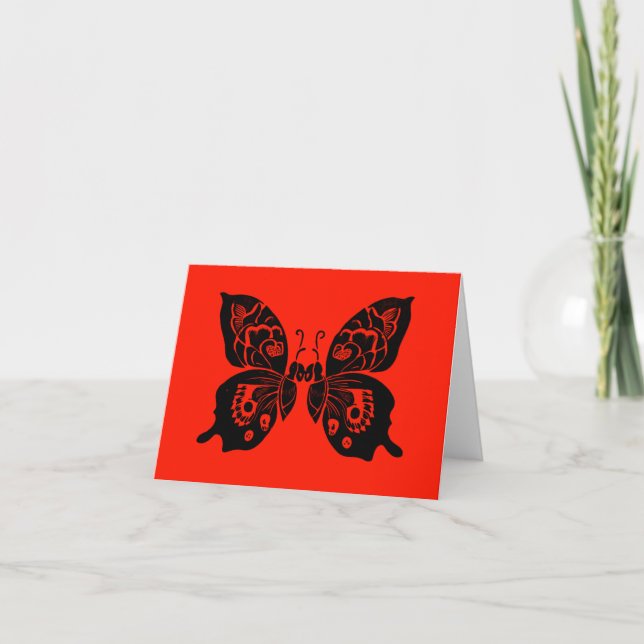 Tarjeta Festiva Día de las mariposas muertas Woodcut 4 (Anverso)