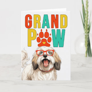 Tarjeta Festiva Día de los abuelos del Gran Perro Tibetano de Gran