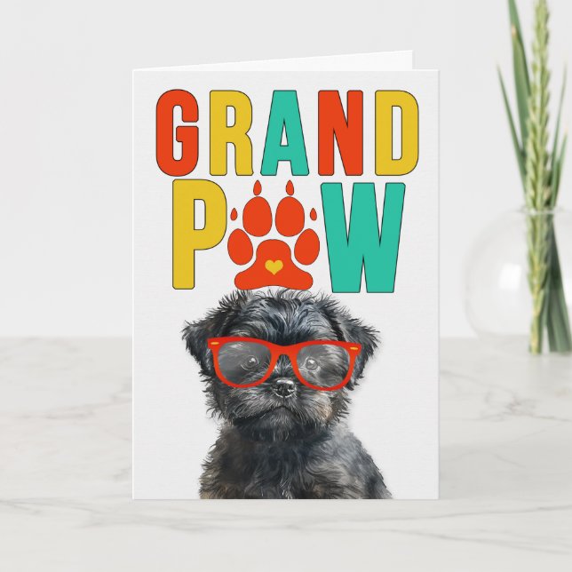Tarjeta Festiva Día de los abuelos del GrandDOG Affenpinscher de G (Anverso)