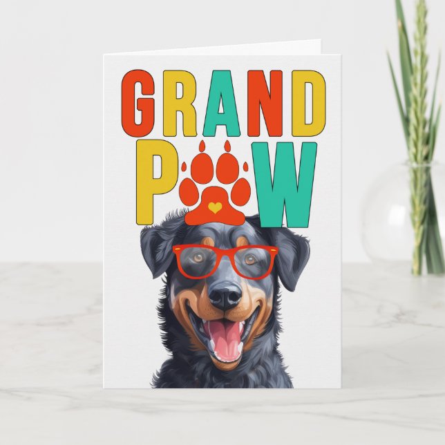 Tarjeta Festiva Día de los abuelos del GrandDOG Beauceron (Anverso)
