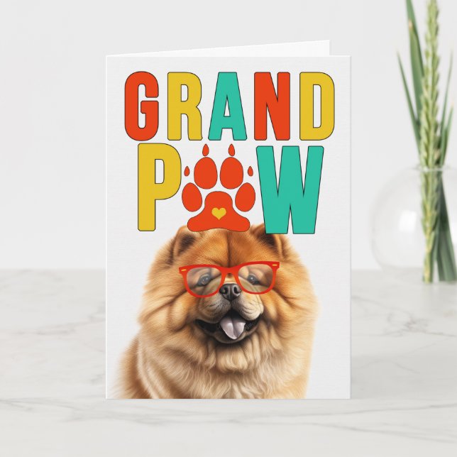 Tarjeta Festiva Día de los abuelos del GrandDOG Chow Chow Dog (Anverso)