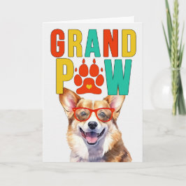 Tarjeta Festiva Día de los abuelos del GrandDOG de Corgi en galés 