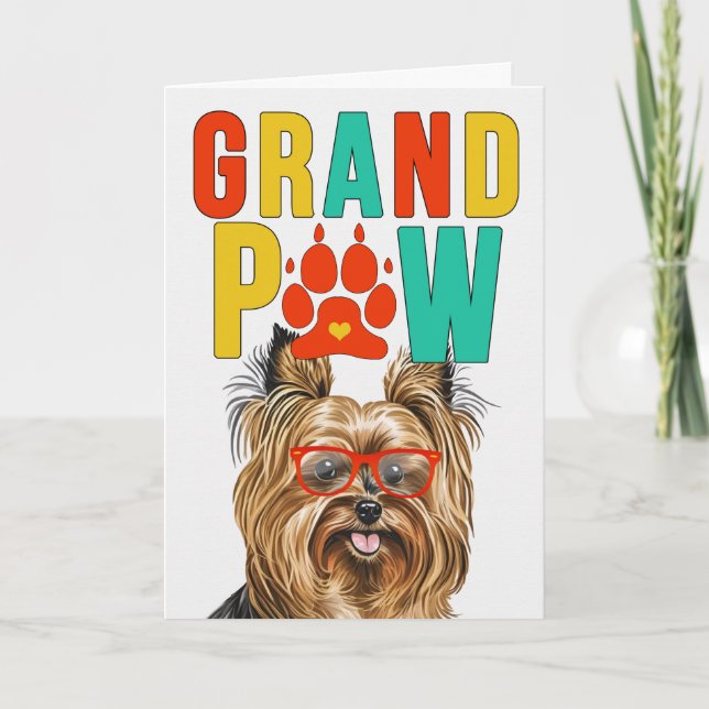Tarjeta Festiva Día de los abuelos del GrandDOG de GrandPAW Biewer (Anverso)