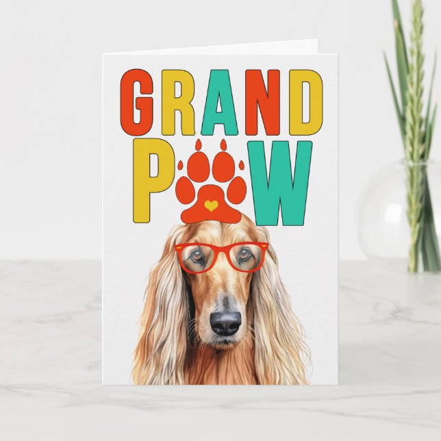Tarjeta Festiva Día de los abuelos del GrandDOG de la Hound afgana (Anverso)
