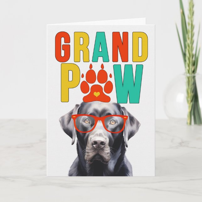 Tarjeta Festiva Día de los abuelos del GrandDOG de Labrador Negro  (Anverso)