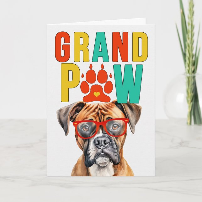 Tarjeta Festiva Día de los abuelos del GrandDOG del Boxer de Grand (Anverso)