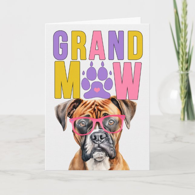 Tarjeta Festiva Día de los abuelos del GrandDOG del Boxer de Grand (Anverso)
