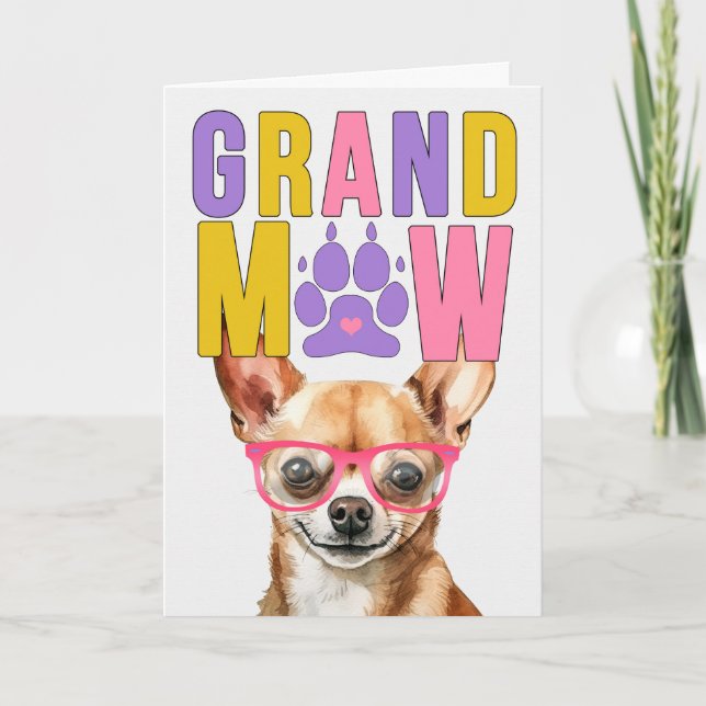 Tarjeta Festiva Día de los abuelos del GrandDOG del perro de Chihu (Anverso)