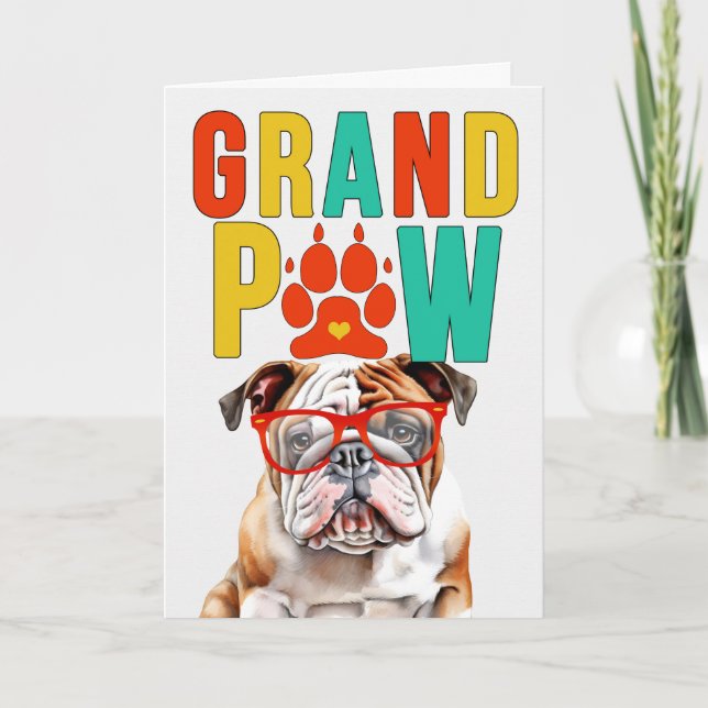 Tarjeta Festiva Día de los abuelos del GrandDOG en Bulldog inglés  (Anverso)
