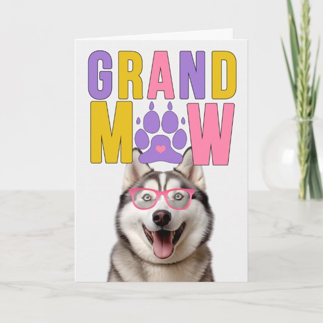 Tarjeta Festiva Día de los abuelos del GrandDOG Malamute (Anverso)