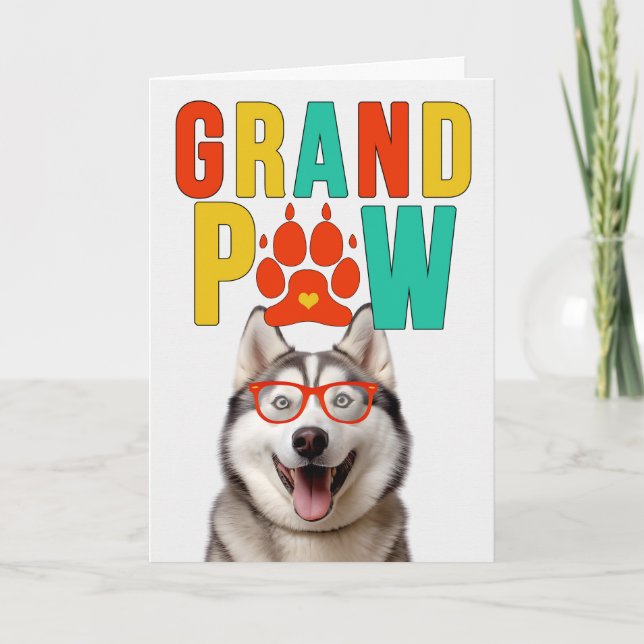 Tarjeta Festiva Día de los abuelos del GrandDOG Malamute de GrandP (Anverso)
