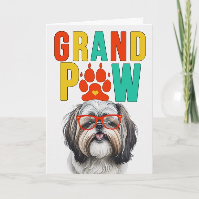 Tarjeta Festiva Día de los abuelos del GrandDOG Shih Tzu (Anverso)
