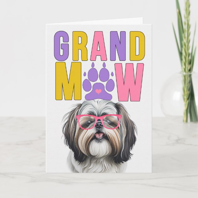 Tarjeta Festiva Día de los abuelos del GrandDOG Shih Tzu (Anverso)