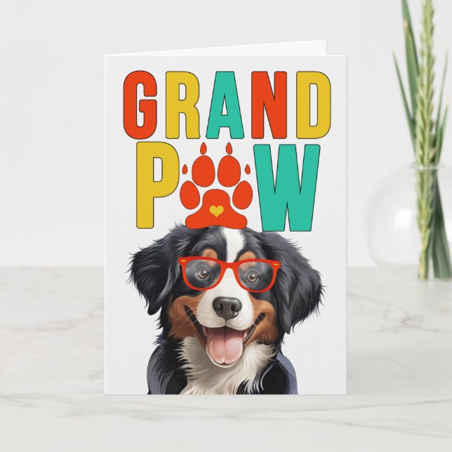 Tarjeta Festiva Día de los abuelos del perro de la montaña GranPAW (Anverso)