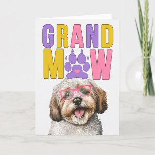 Tarjeta Festiva Día de los abuelos divertido perro Havanese GrandM
