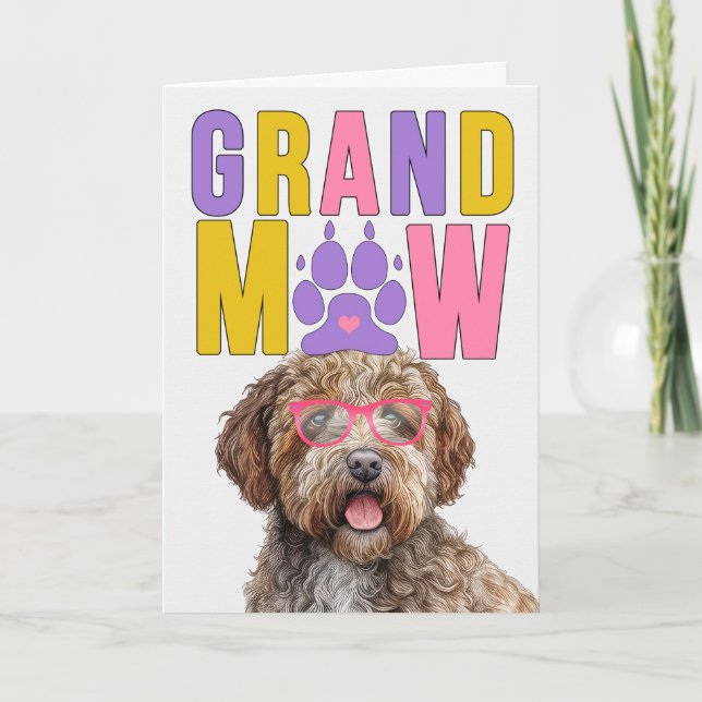 Tarjeta Festiva Día de los abuelos divertidos de GrandMAW Lagotto  (Anverso)