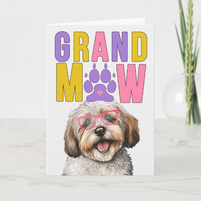 Tarjeta Festiva Día de los abuelos divertidos del perro de Haván (Anverso)