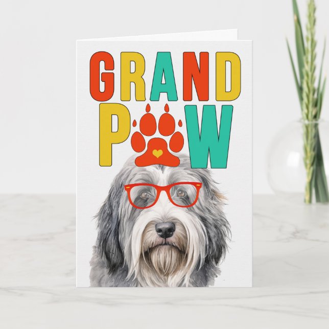 Tarjeta Festiva Día de los Abuelos Graciosos de Collie Dog con bar (Anverso)