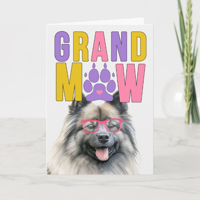 Tarjeta Festiva Día de los Abuelos Graciosos de GrandMAW Keeshond  (Anverso)
