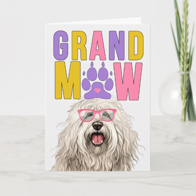 Tarjeta Festiva Día de los Abuelos Graciosos del PERRO Komondor de (Anverso)