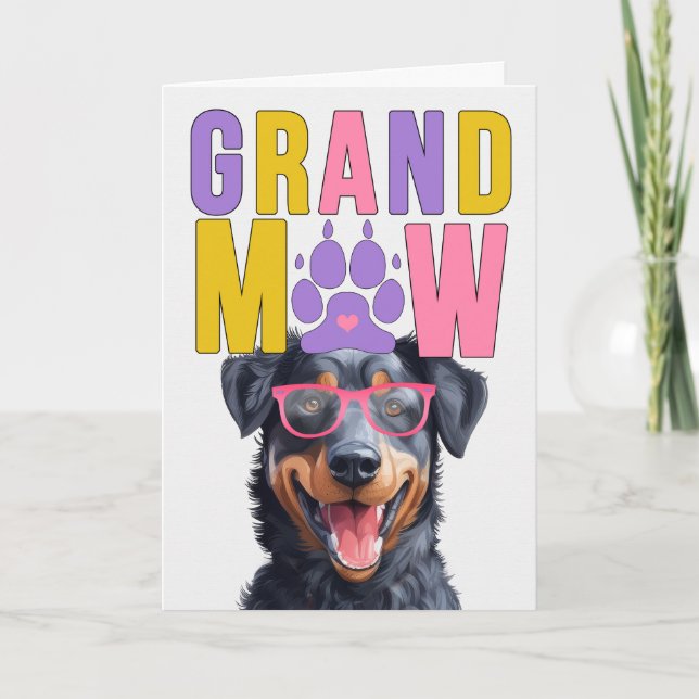 Tarjeta Festiva Día de los Abuelos GrandDOG de Beauceron (Anverso)