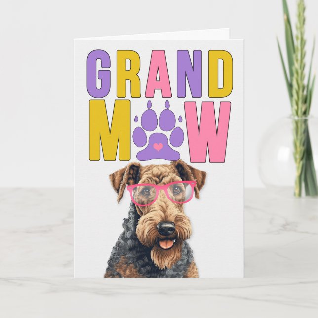 Tarjeta Festiva Día de los Abuelos GrandDOG de GrandMAW Airedale (Anverso)