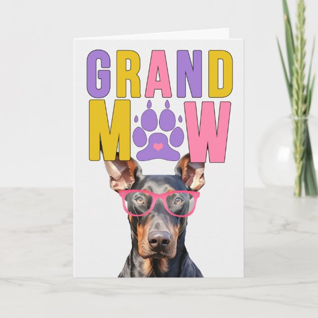 Tarjeta Festiva Día de los Abuelos GrandDOG de GrandMAW Doberman (Anverso)