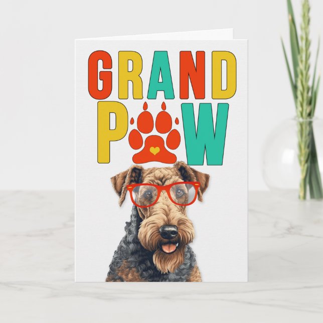 Tarjeta Festiva Día de los Abuelos GrandDOG de GrandPAW Airedale (Anverso)