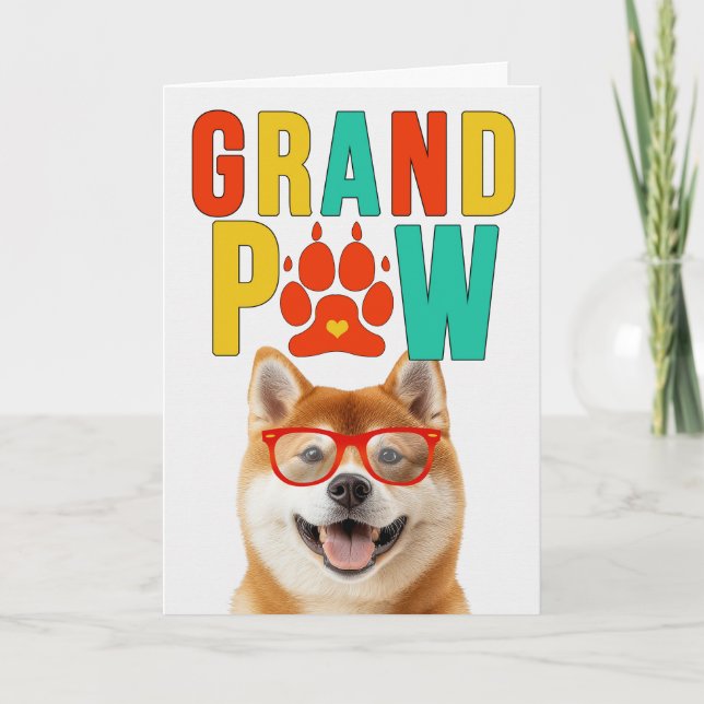 Tarjeta Festiva Día de los Abuelos GrandDOG de GrandPAW Akita (Anverso)