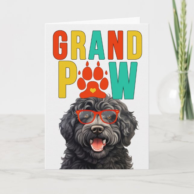 Tarjeta Festiva Día de los Abuelos GrandDOG de GrandPAW Barbet (Anverso)