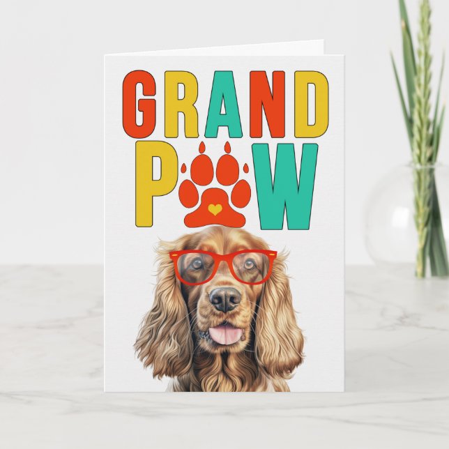 Tarjeta Festiva Día de los Abuelos GrandDOG de GrandPAW Cocker Spa (Anverso)