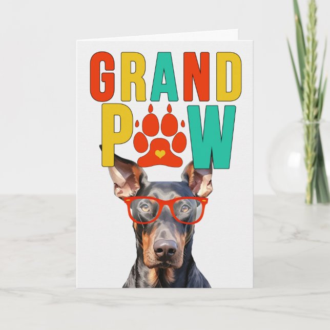 Tarjeta Festiva Día de los Abuelos GrandDOG de GrandPAW Doberman (Anverso)