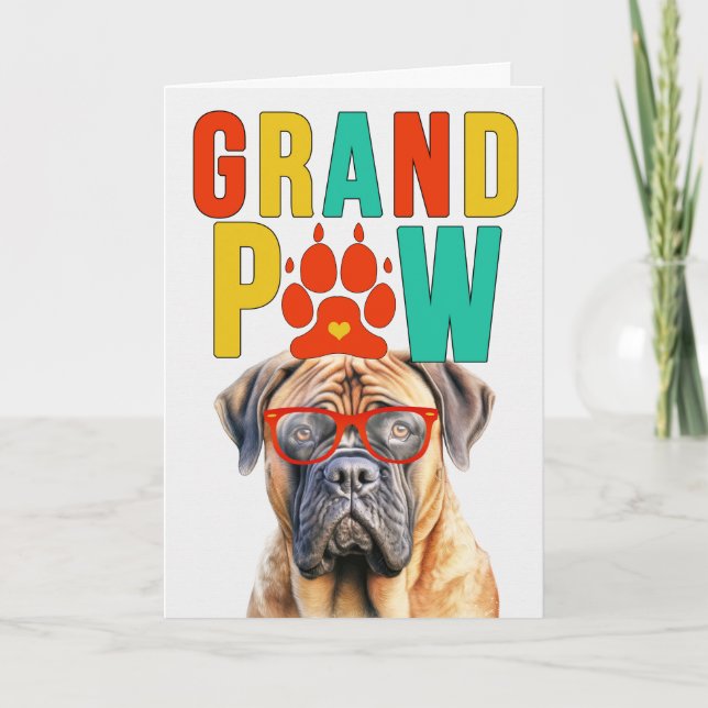 Tarjeta Festiva Día de los Abuelos GrandDOG de GrandPAW Mastiff (Anverso)