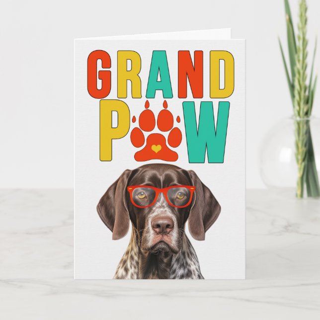 Tarjeta Festiva Día de los Abuelos GrandDOG de GrandPAW Pointer (Anverso)