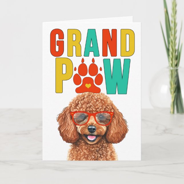 Tarjeta Festiva Día de los Abuelos GrandDOG de GrandPAW Poodle (Anverso)