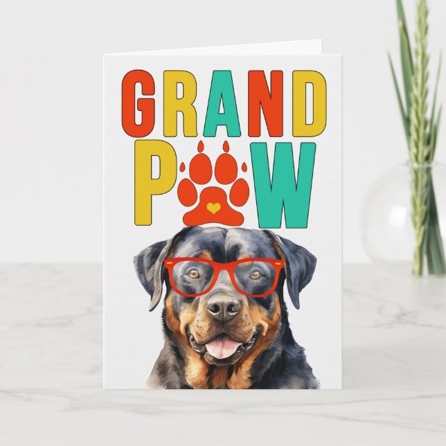 Tarjeta Festiva Día de los Abuelos GrandDOG de GrandPAW Rottweiler (Anverso)