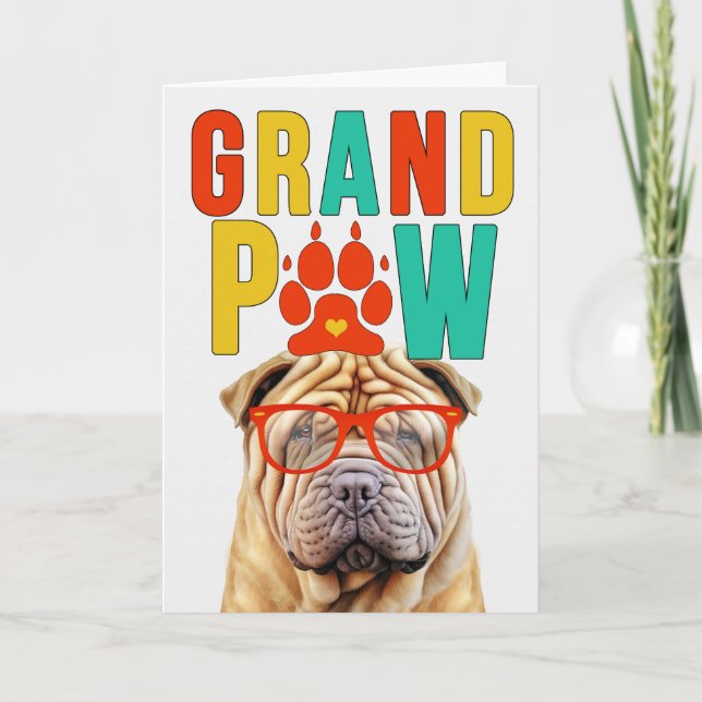 Tarjeta Festiva Día de los Abuelos GrandDOG de GrandPAW Shar Pei (Anverso)