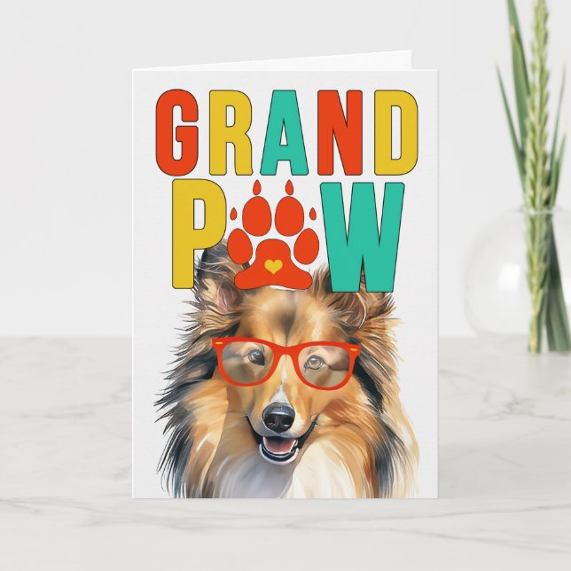 Tarjeta Festiva Día de los Abuelos GrandDOG de GrandPAW Shetland (Anverso)