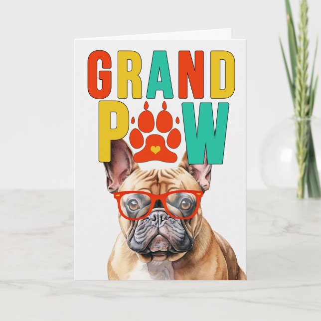 Tarjeta Festiva Día de los Abuelos GrandDOG de GrandPAW Tan French (Anverso)