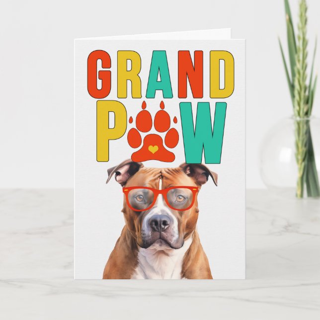 Tarjeta Festiva Día de los Abuelos GrandDOG de GrandPAW Tan Pit Bu (Anverso)