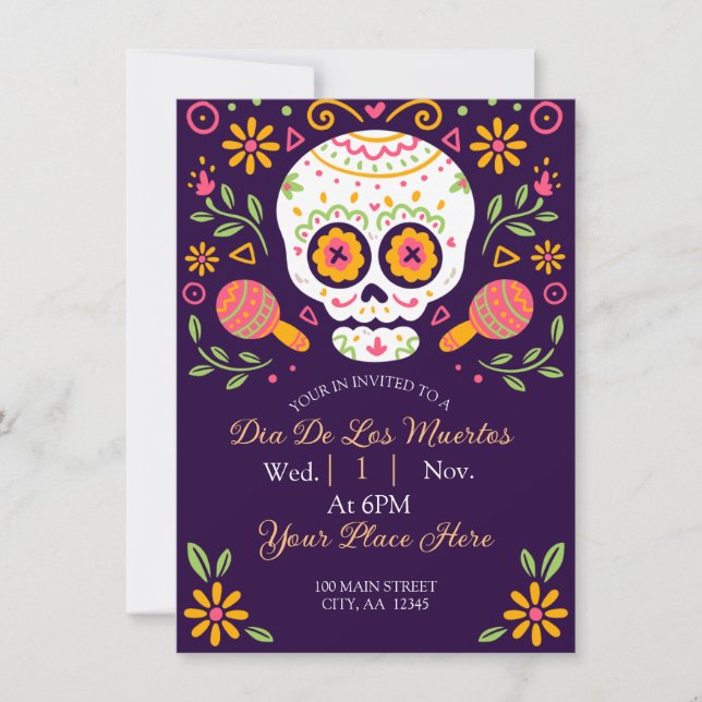 Tarjeta Festiva Dia De Los Muertos (Anverso)