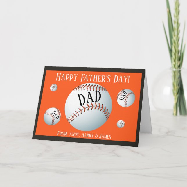 Tarjeta Festiva Día de los Padres del Béisbol Deportivo Personaliz (Anverso)