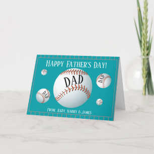 Tarjeta Festiva Día de los Padres del Béisbol Deportivo Personaliz
