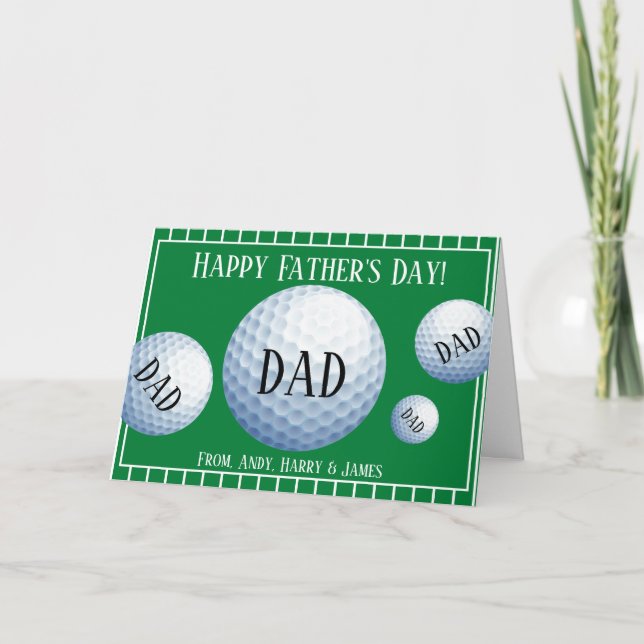 Tarjeta Festiva Día de los Padres del Golf Deportivo Personalizado (Anverso)
