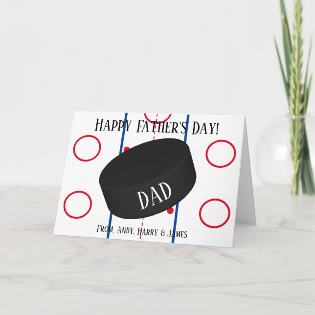 Tarjeta Festiva Día de los Padres del Hockey sobre Hielo Deportivo (Anverso)