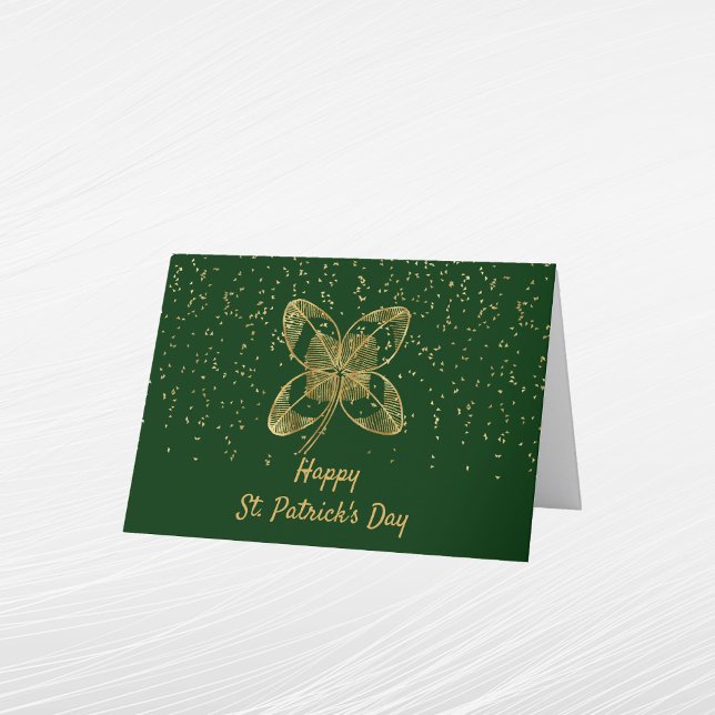 Tarjeta Festiva Día de los Simpatizantes de Shamrock Gold Confetti (Subido por el creador)