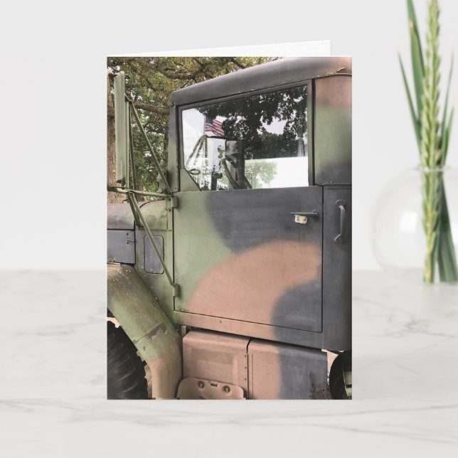 Tarjeta Festiva Día de los Veteranos - Camión del campamento con b (Anverso)
